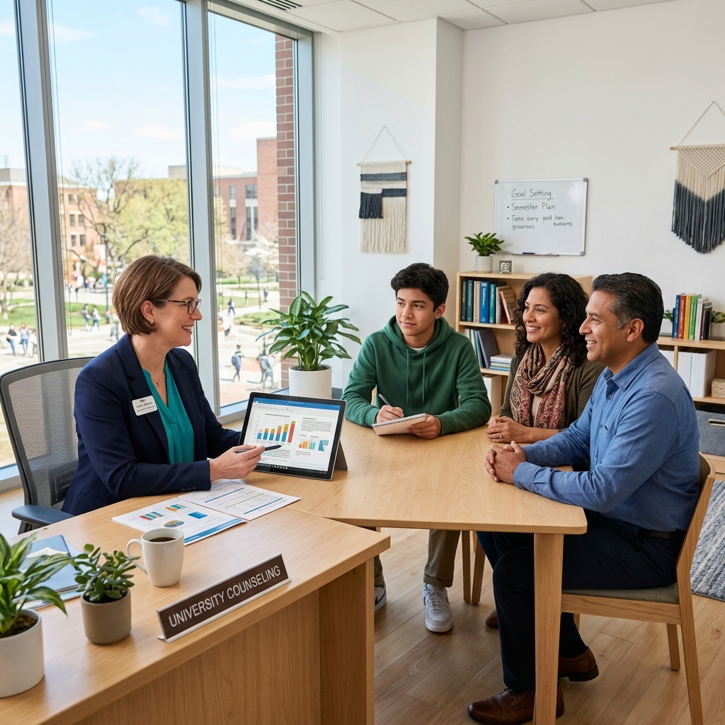 An AdmitWise career counsellor reviewing college admission analytics